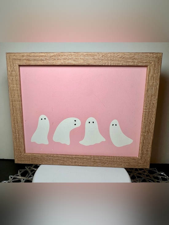 Petal Lane Other - Halloween Cute White Ghosts Wooden Box Decor Sign Pink Background